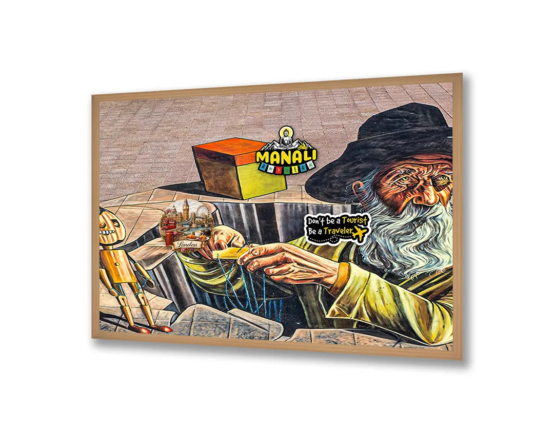 Metalen Magneetbord met print van Schilderij abstract gezicht perfect als decoratie