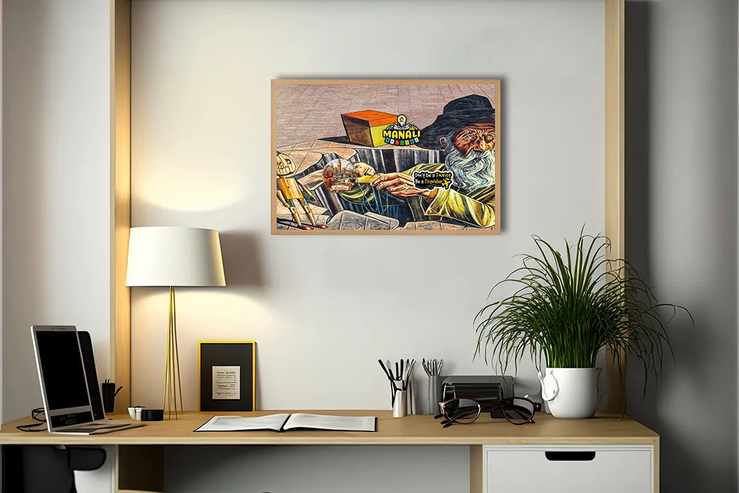 Metalen Magneetbord met print van Schilderij abstract gezicht perfect als decoratie