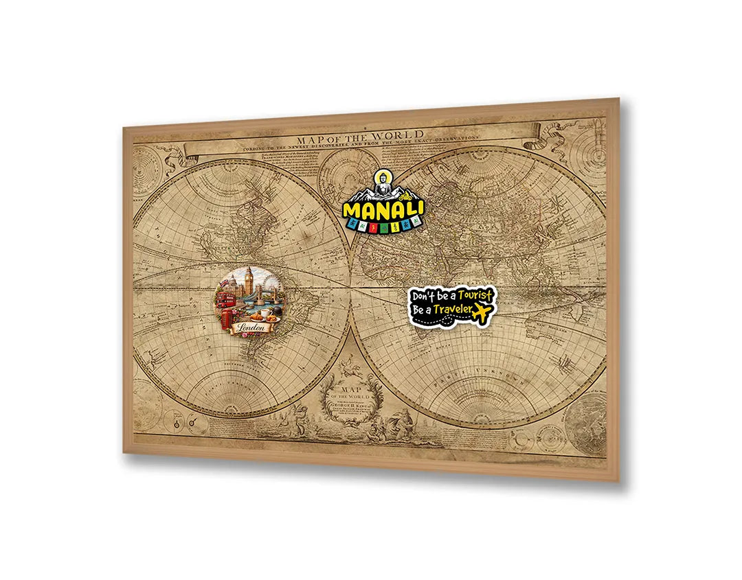 Metalen Magneetbord met print van Wereldbol vintage stijl perfect als decoratie