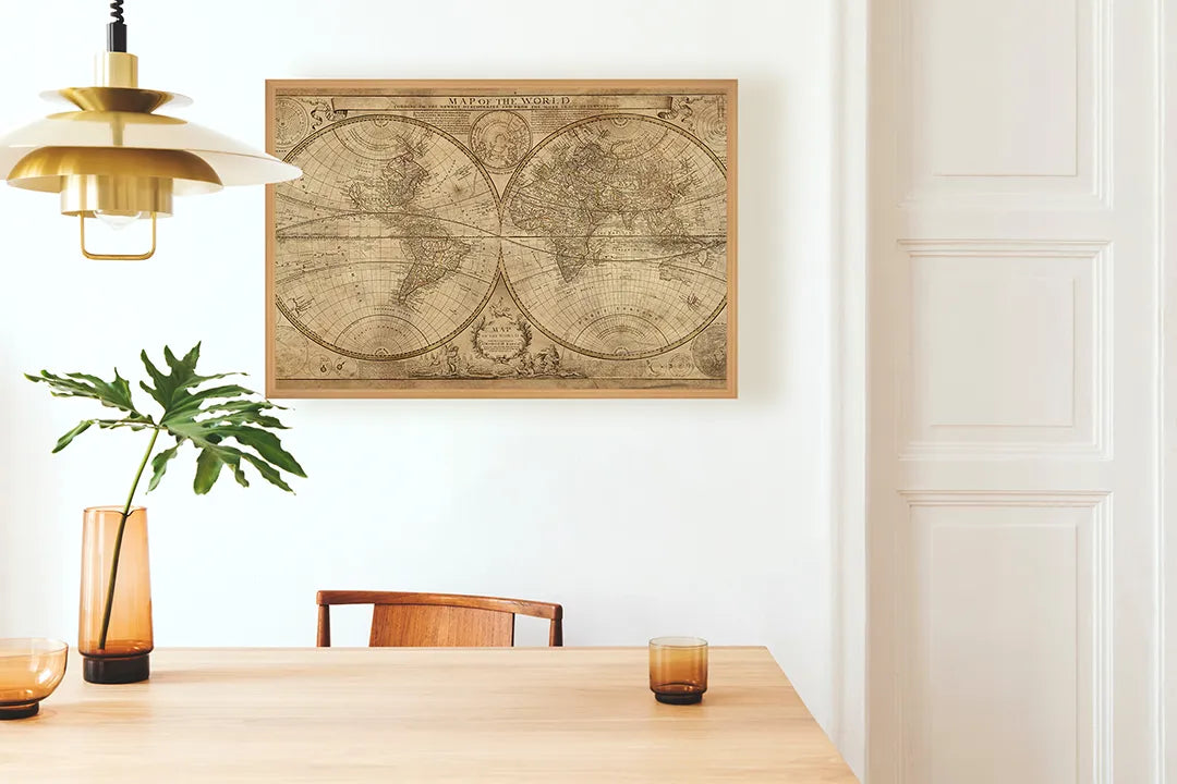 Metalen Magneetbord met print van Wereldbol vintage stijl perfect als decoratie