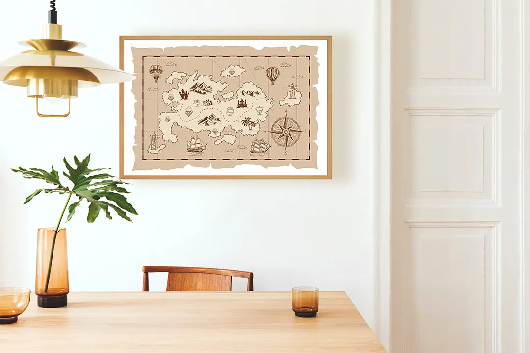 Metalen Magneetbord met print van Eiland schatkaart perfect als decoratie