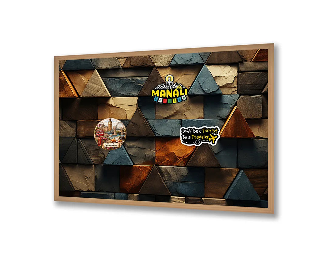 Metalen Magneetbord met print van Houten 3D driehoeken perfect als decoratie