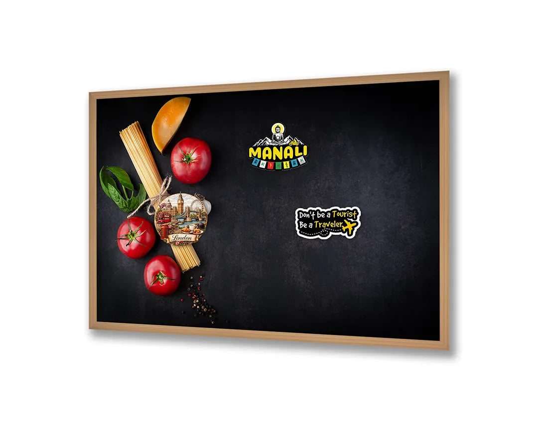 Metalen Magneetbord met print van Pasta ingredienten donker perfect als decoratie