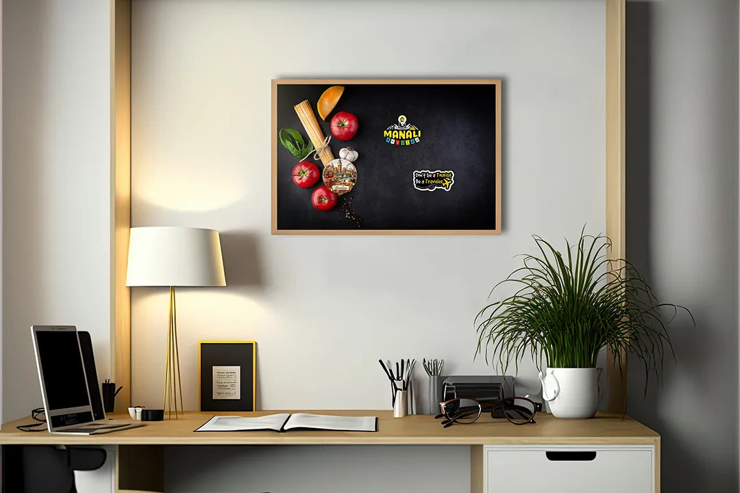 Metalen Magneetbord met print van Pasta ingredienten donker perfect als decoratie