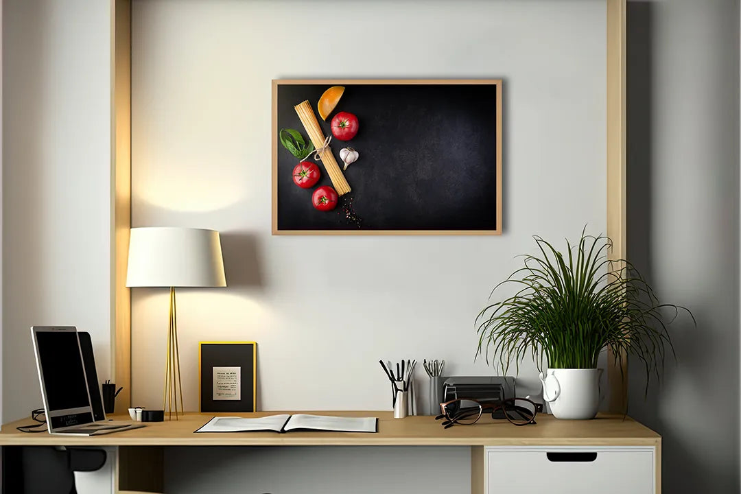 Metalen Magneetbord met print van Pasta ingredienten donker perfect als decoratie