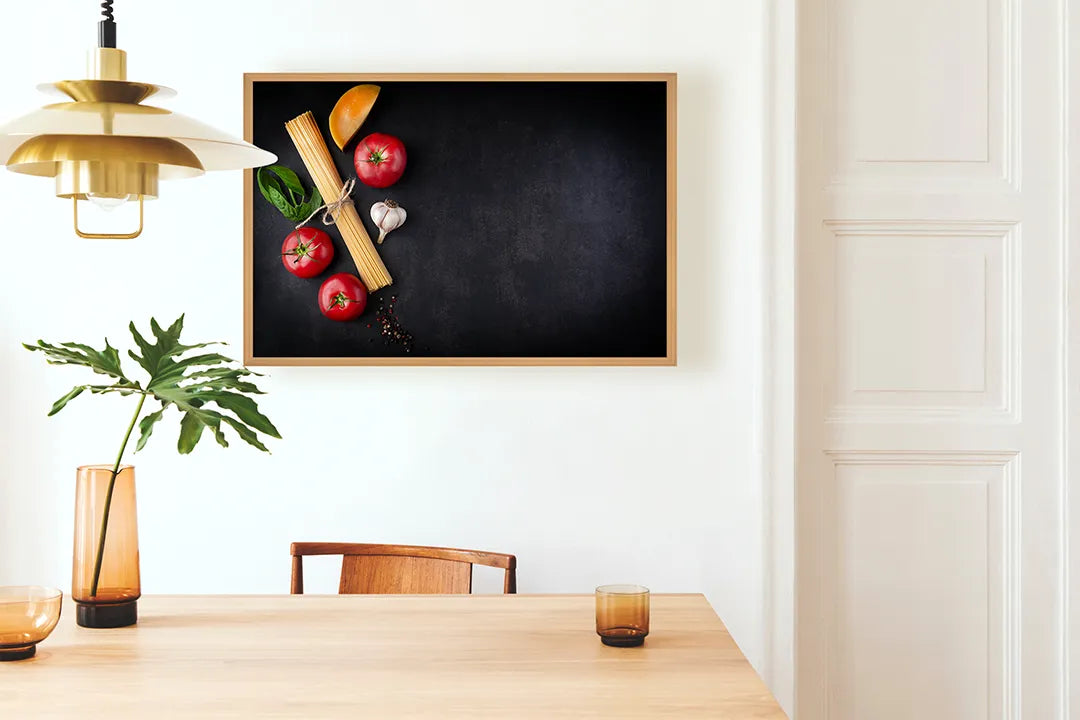 Metalen Magneetbord met print van Pasta ingredienten donker perfect als decoratie