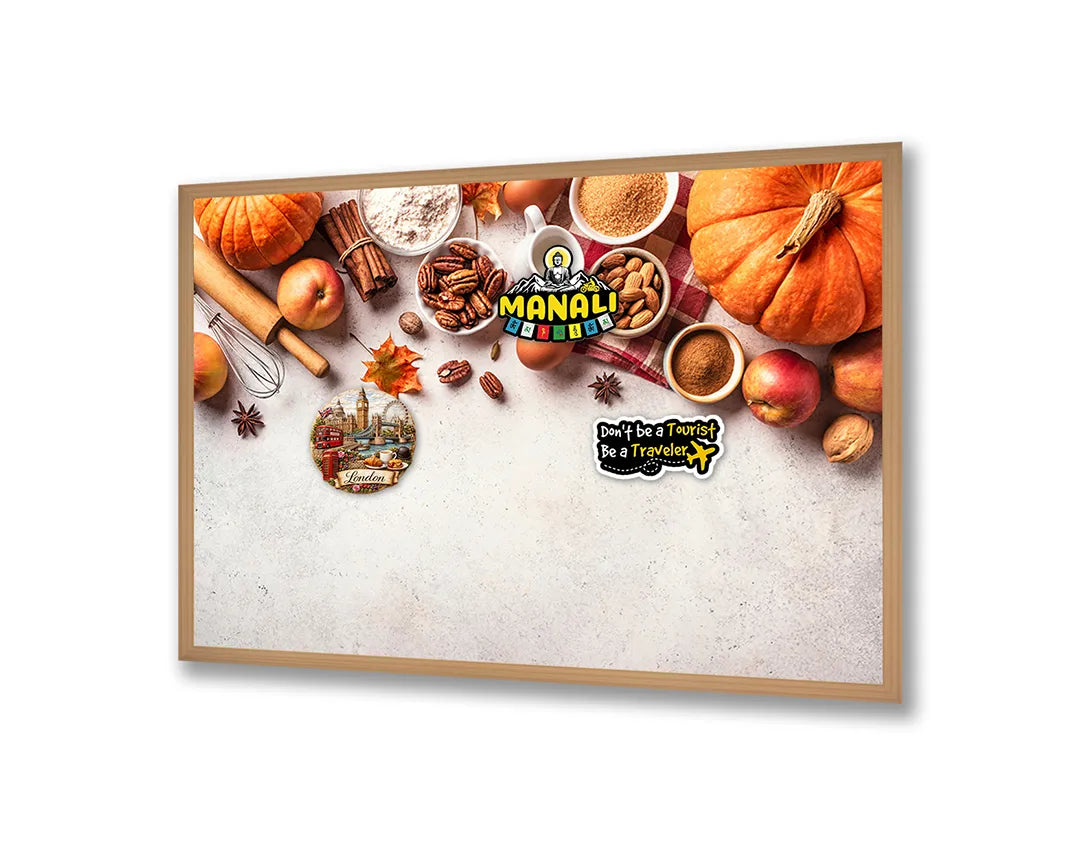 Metalen Magneetbord met print van Pompoenen en herfstkruiden perfect als decoratie