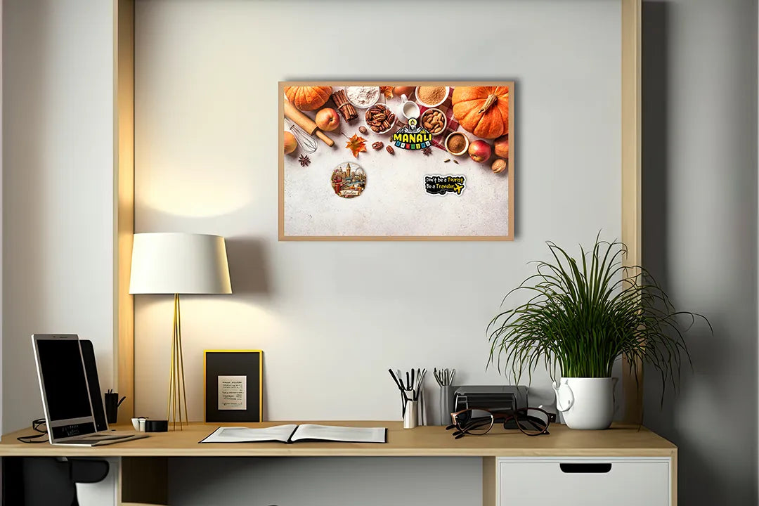 Metalen Magneetbord met print van Pompoenen en herfstkruiden perfect als decoratie