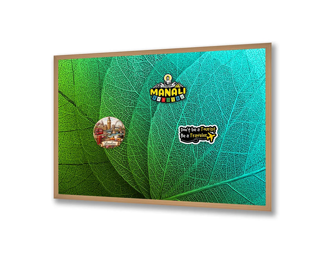 Metalen Magneetbord met afbeelding van groen blad macro detail in levendig groen kleuren