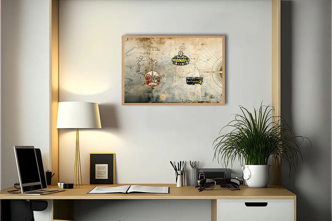 Metalen Magneetbord met print van Vage oude wereldkaart perfect als decoratie