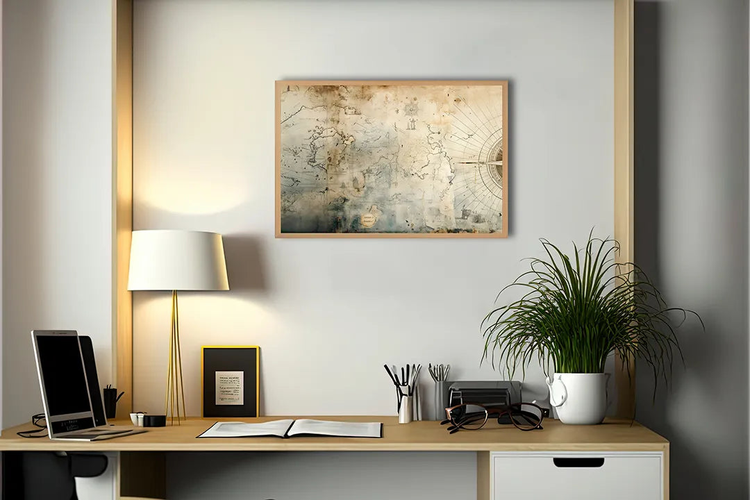 Metalen Magneetbord met print van Vage oude wereldkaart perfect als decoratie