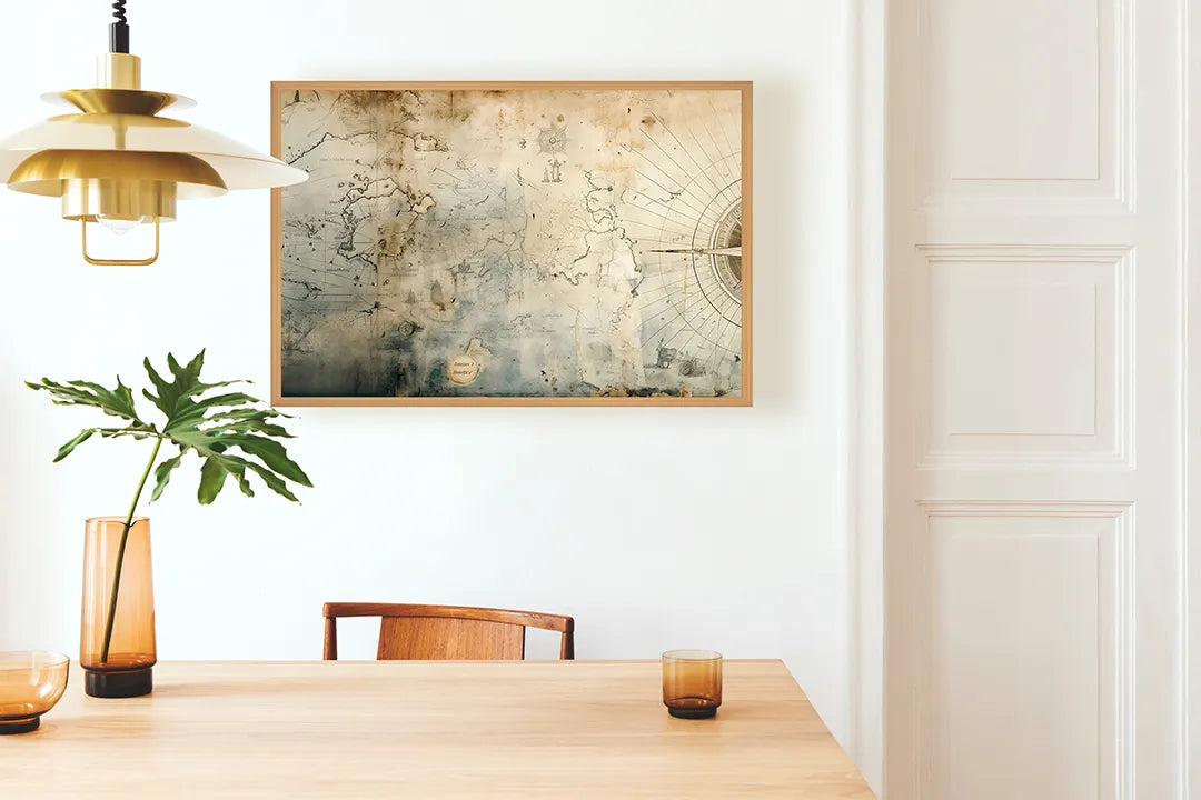 Metalen Magneetbord met print van Vage oude wereldkaart perfect als decoratie