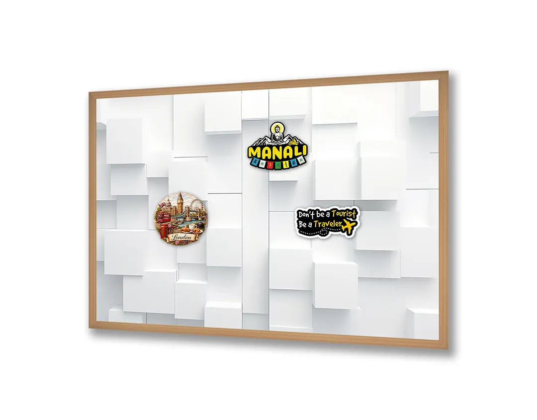 Metalen Magneetbord met print van Witte 3D blokken perfect als decoratie