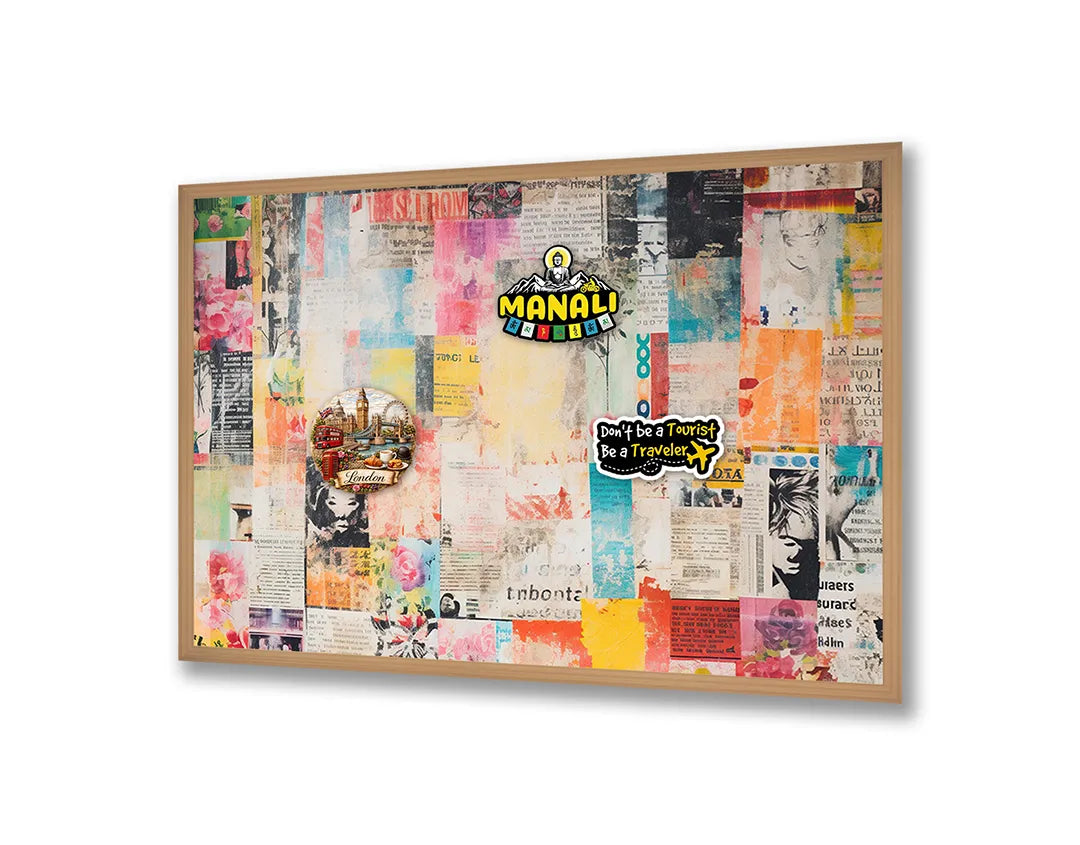Metalen Magneetbord met print van Kleurrijke collage abstract perfect als decoratie