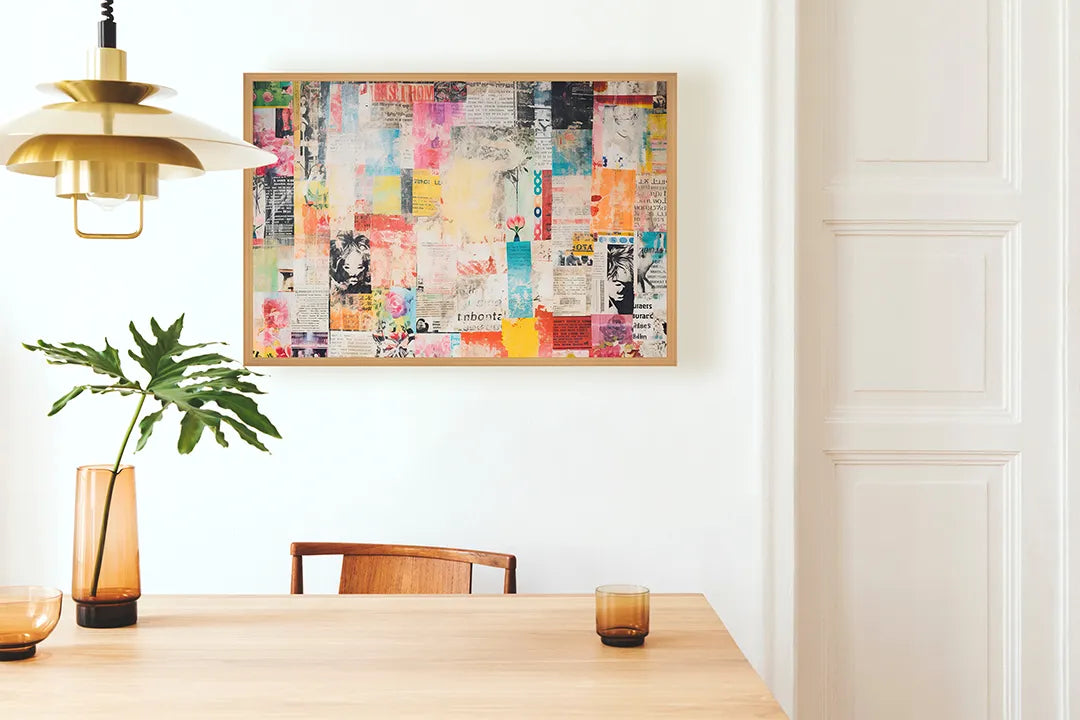 Metalen Magneetbord met print van Kleurrijke collage abstract perfect als decoratie