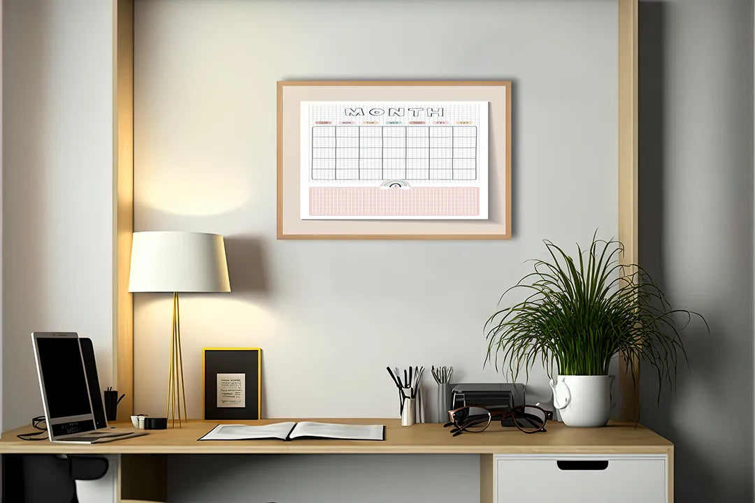 Metalen Magneetbord met print van Roze maandplanner perfect als decoratie