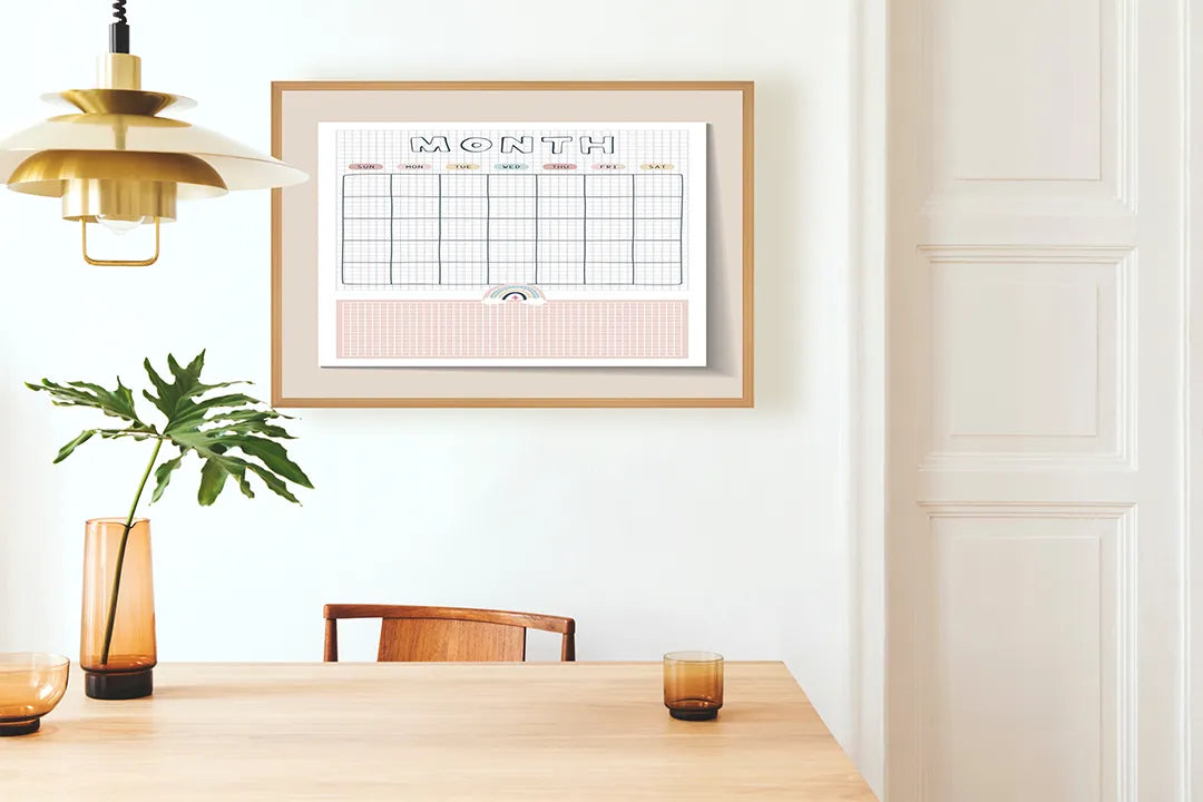 Metalen Magneetbord met print van Roze maandplanner perfect als decoratie