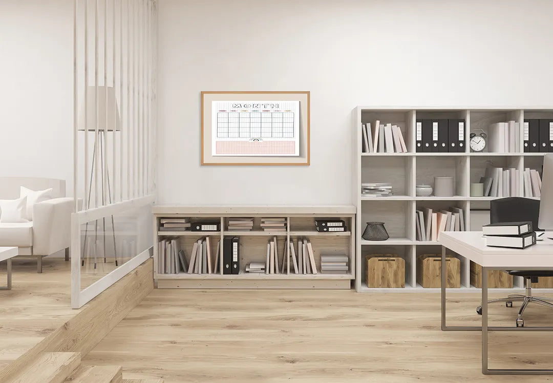 Metalen Magneetbord met print van Roze maandplanner perfect als decoratie