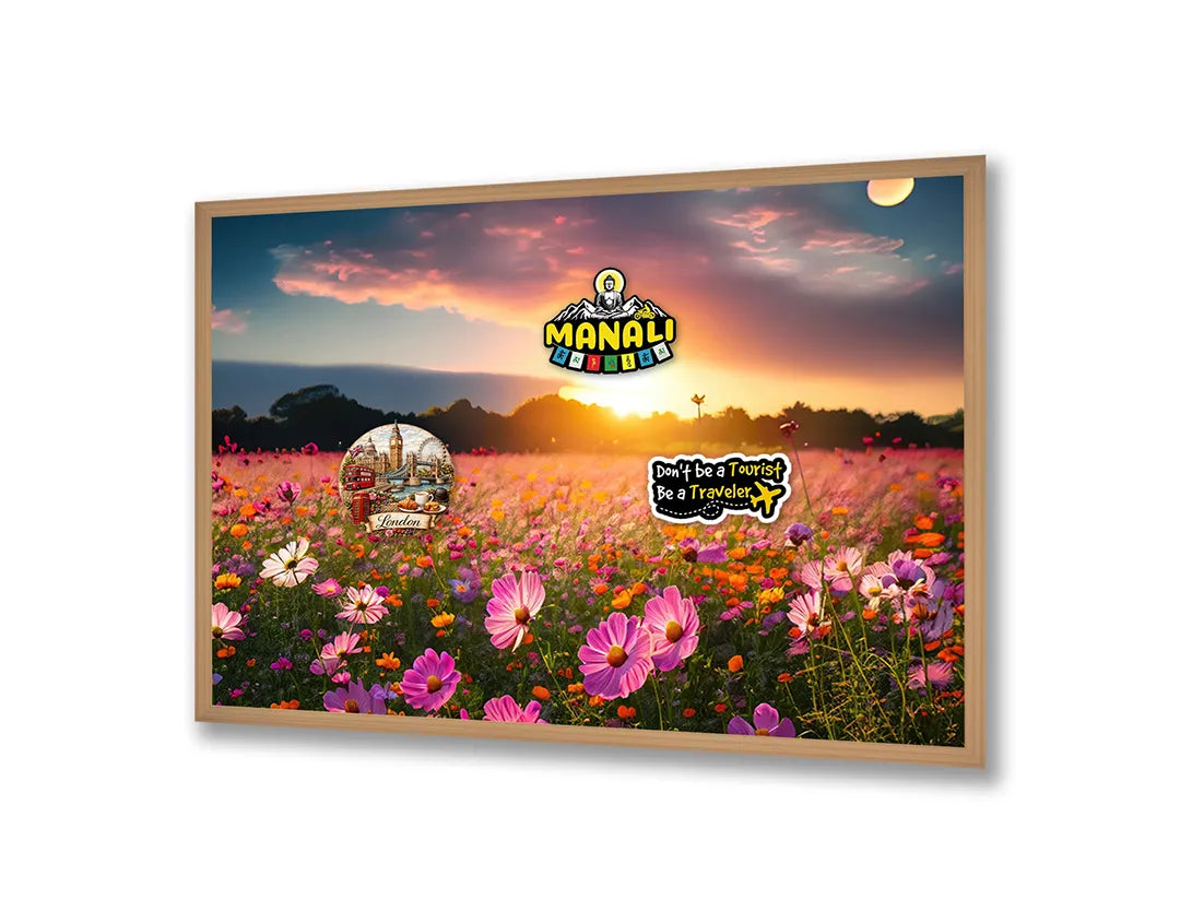 Metalen Magneetbord met print van Lavendelveld zonsondergang perfect als decoratie