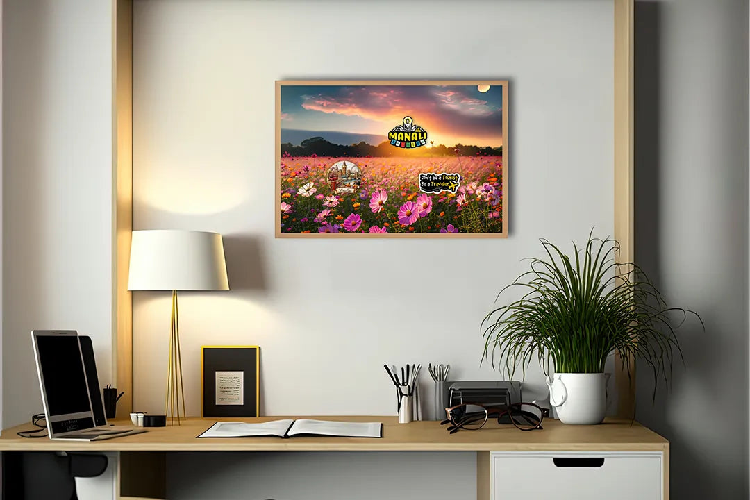 Metalen Magneetbord met print van Lavendelveld zonsondergang perfect als decoratie