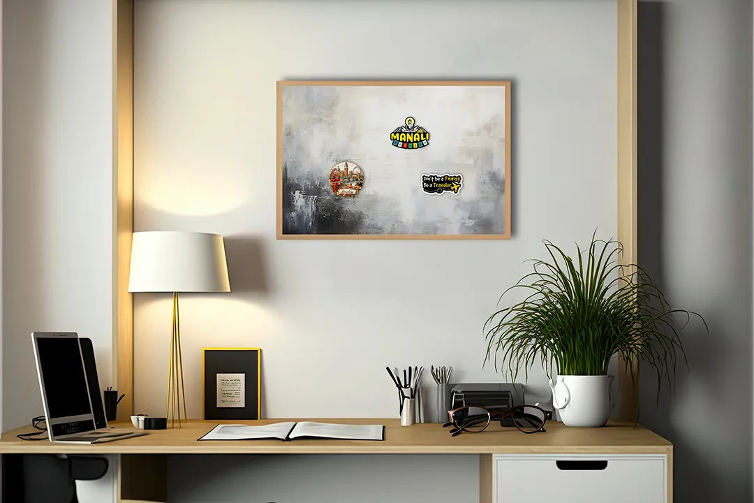 Metalen Magneetbord met print van Abstract beige grijs perfect als decoratie