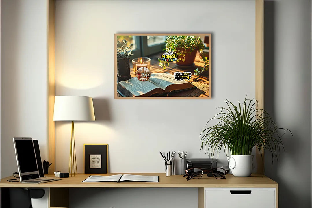 Metalen Magneetbord met print van Boek en plant op tafel perfect als decoratie