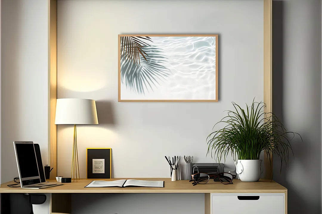 Metalen Magneetbord met print van Palmblad schaduw op wit perfect als decoratie