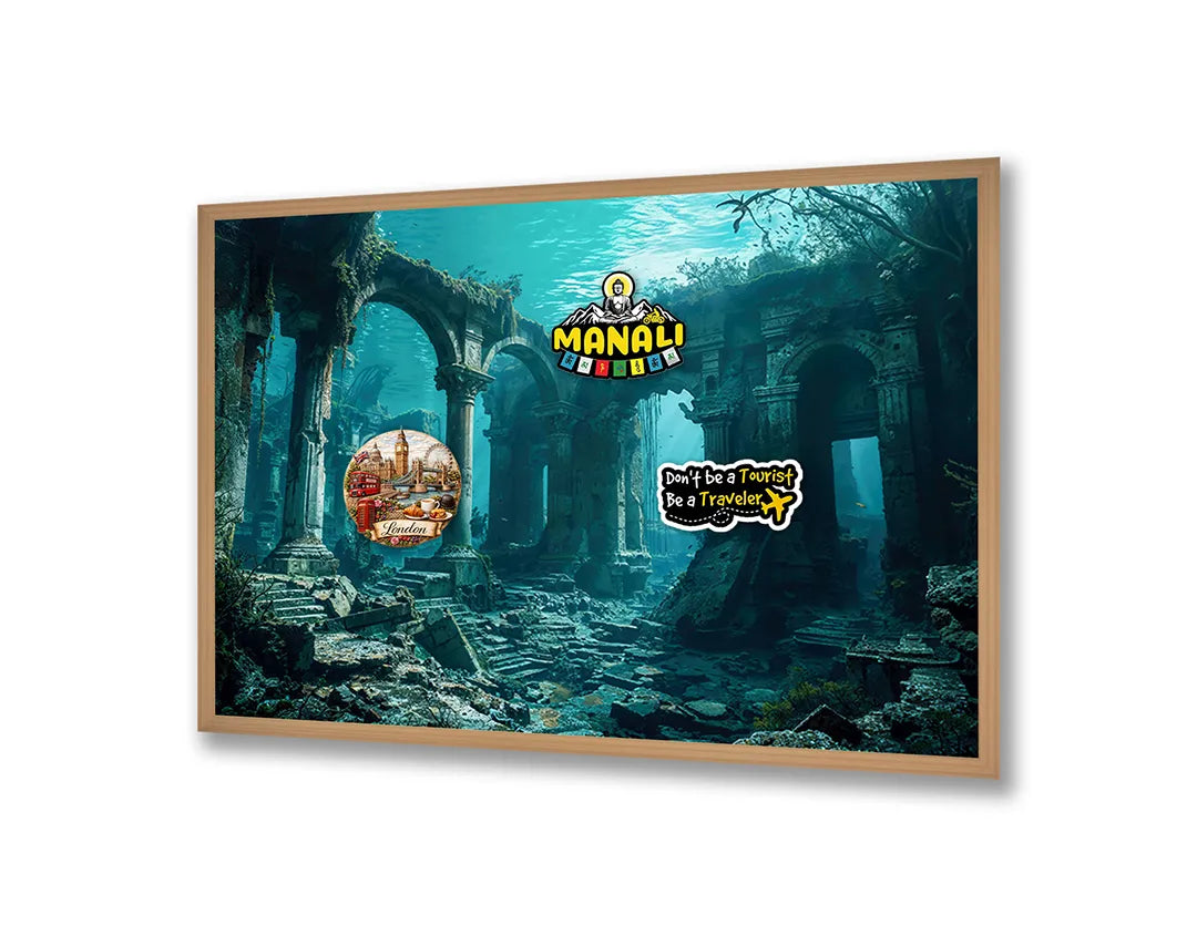 Metalen Magneetbord met print van Oude ruine in oerwoud perfect als decoratie