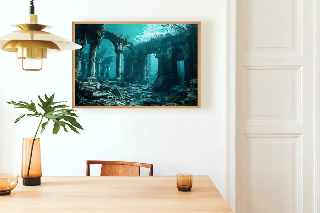 Metalen Magneetbord met print van Oude ruine in oerwoud perfect als decoratie