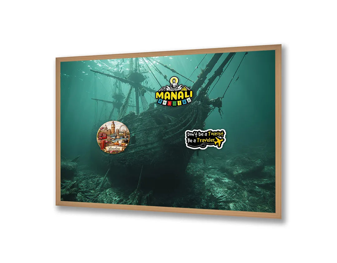 Metalen Magneetbord met print van Geestenschip onderwater perfect als decoratie