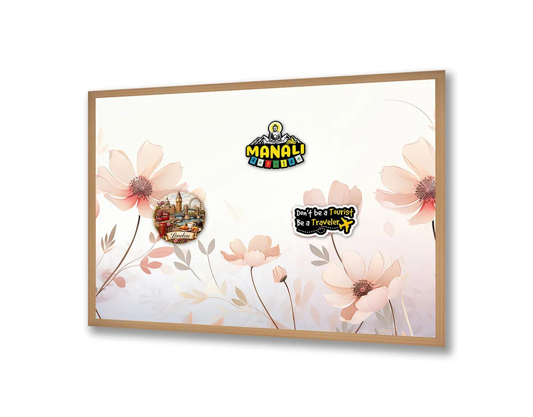 Metalen Magneetbord met print van Zachte roze bloemen aquarel perfect als decoratie