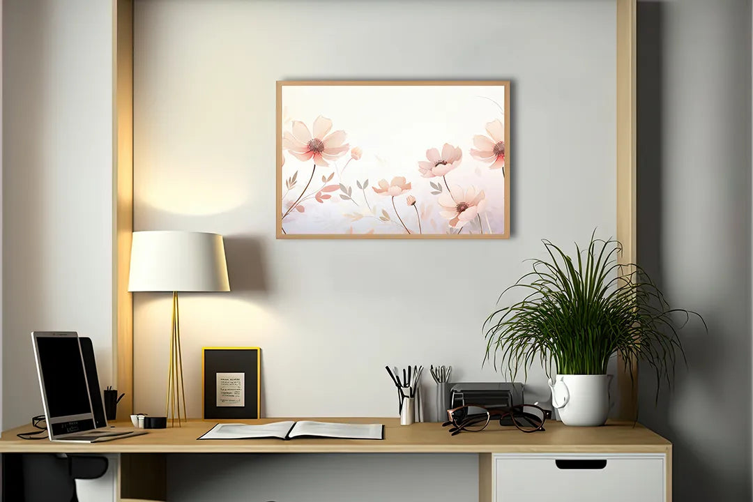 Metalen Magneetbord met print van Zachte roze bloemen aquarel perfect als decoratie