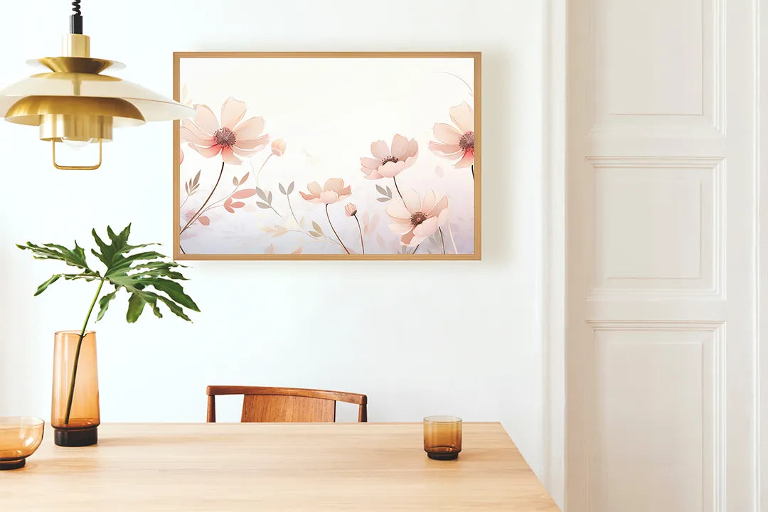 Metalen Magneetbord met print van Zachte roze bloemen aquarel perfect als decoratie