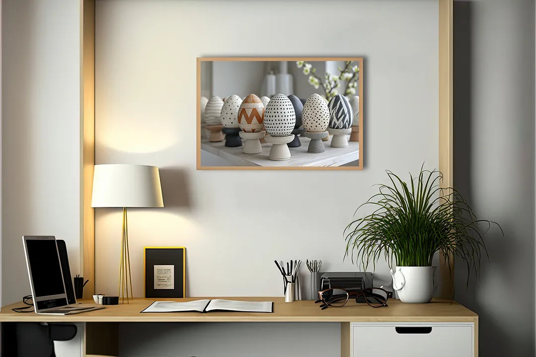 Metalen Magneetbord met print van Paaseieren op een rij perfect als decoratie