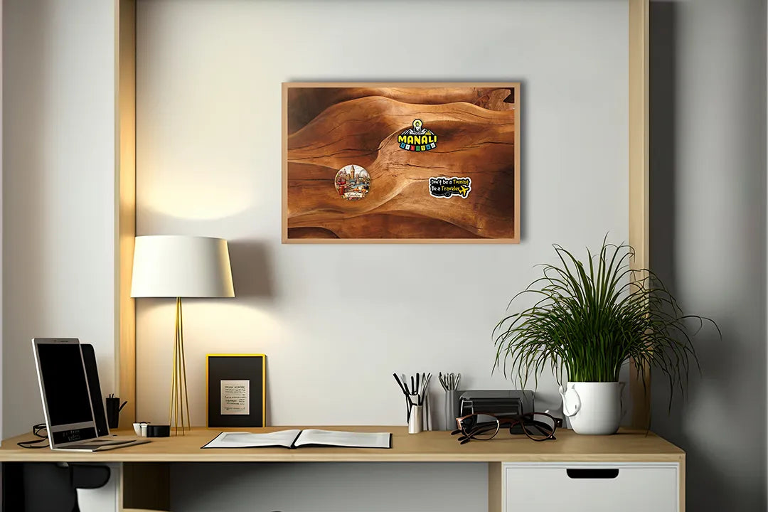Metalen Magneetbord met afbeelding van golvende zandduinen textuur in warm zandkleur kleuren