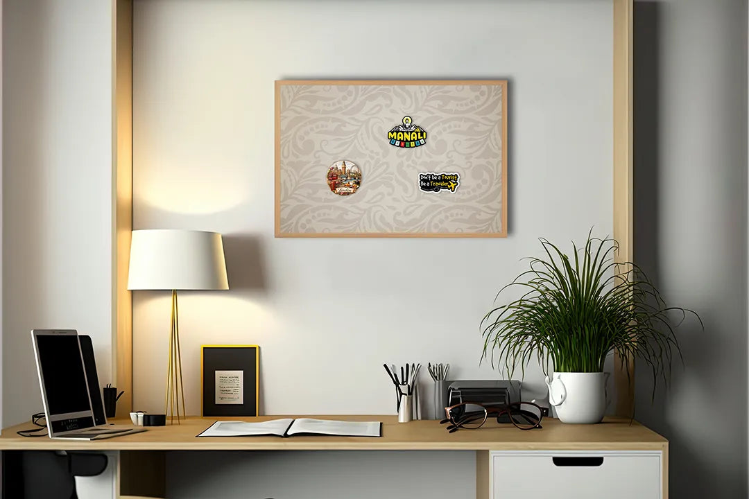 Metalen Magneetbord met print van Licht damast patroon perfect als decoratie