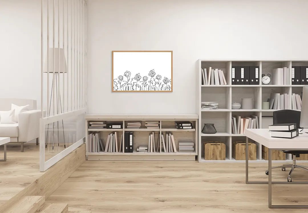 Metalen Magneetbord met print van Minimalistische bloemen lijntekening perfect als decoratie