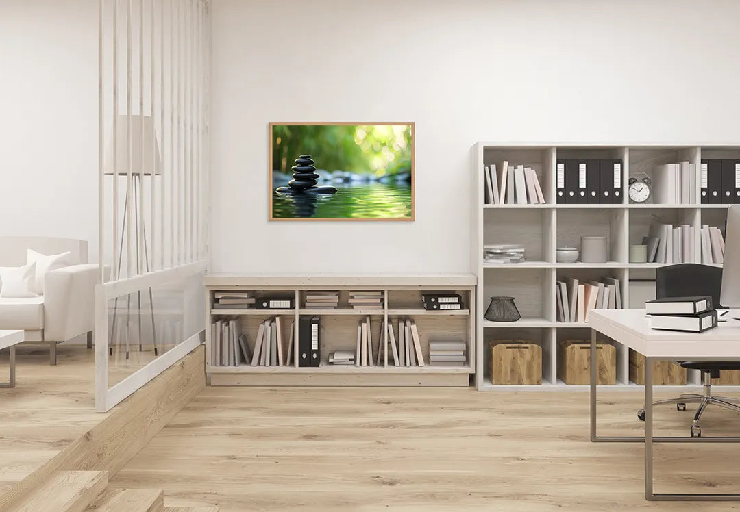 Metalen Magneetbord met print van Zen stenen balans water perfect als decoratie