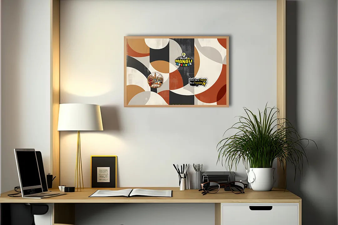 Metalen Magneetbord met print van Retro geometrische vormen perfect als decoratie