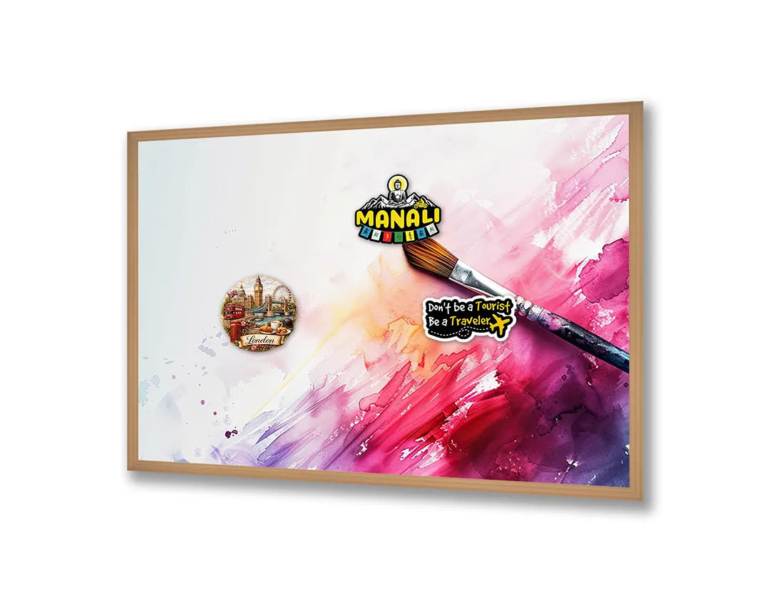 Metalen Magneetbord met print van Kwast en verfspetters perfect als decoratie