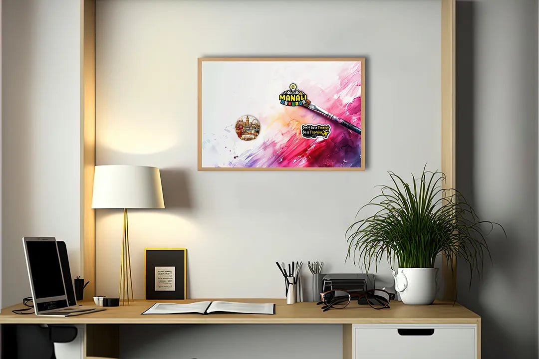 Metalen Magneetbord met print van Kwast en verfspetters perfect als decoratie