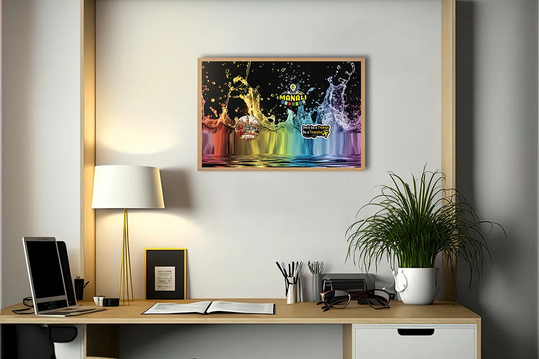 Metalen Magneetbord met print van Gekleurd spetterend water perfect als decoratie