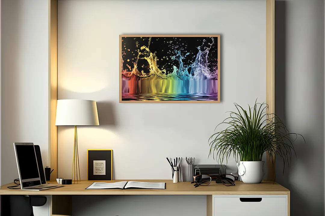 Metalen Magneetbord met print van Gekleurd spetterend water perfect als decoratie