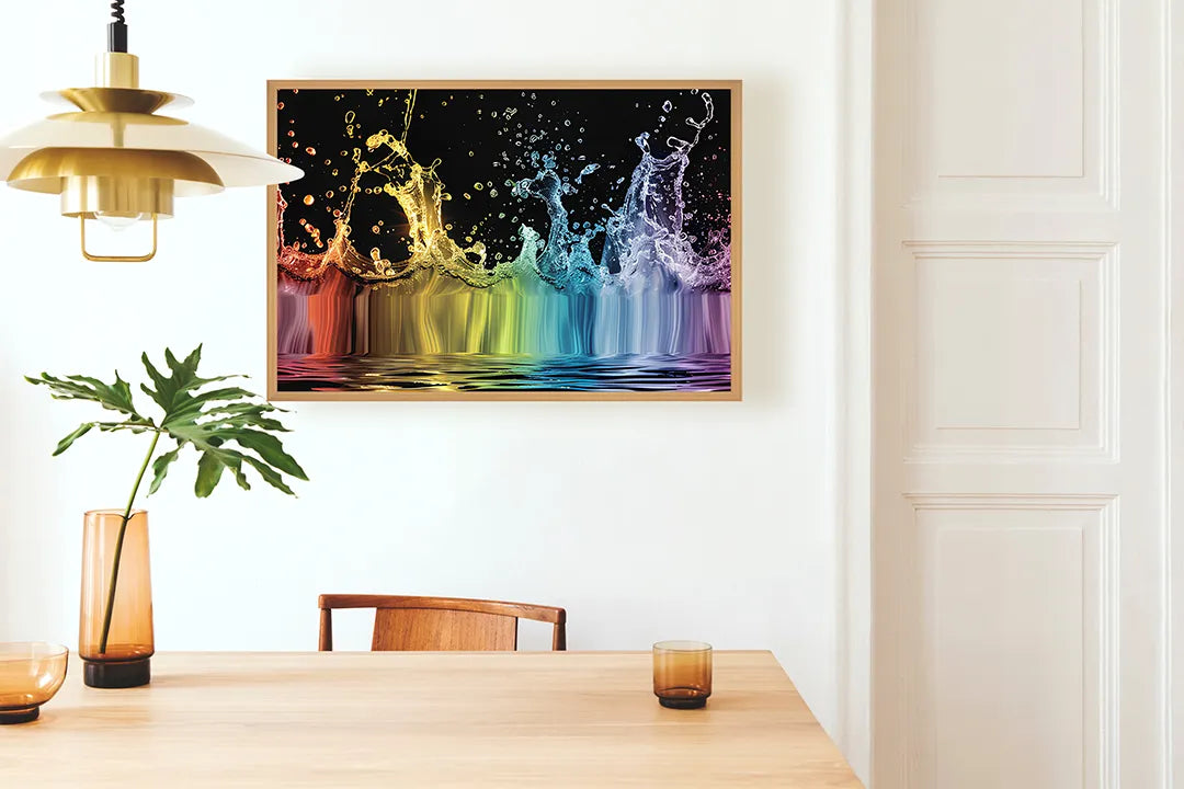 Metalen Magneetbord met print van Gekleurd spetterend water perfect als decoratie
