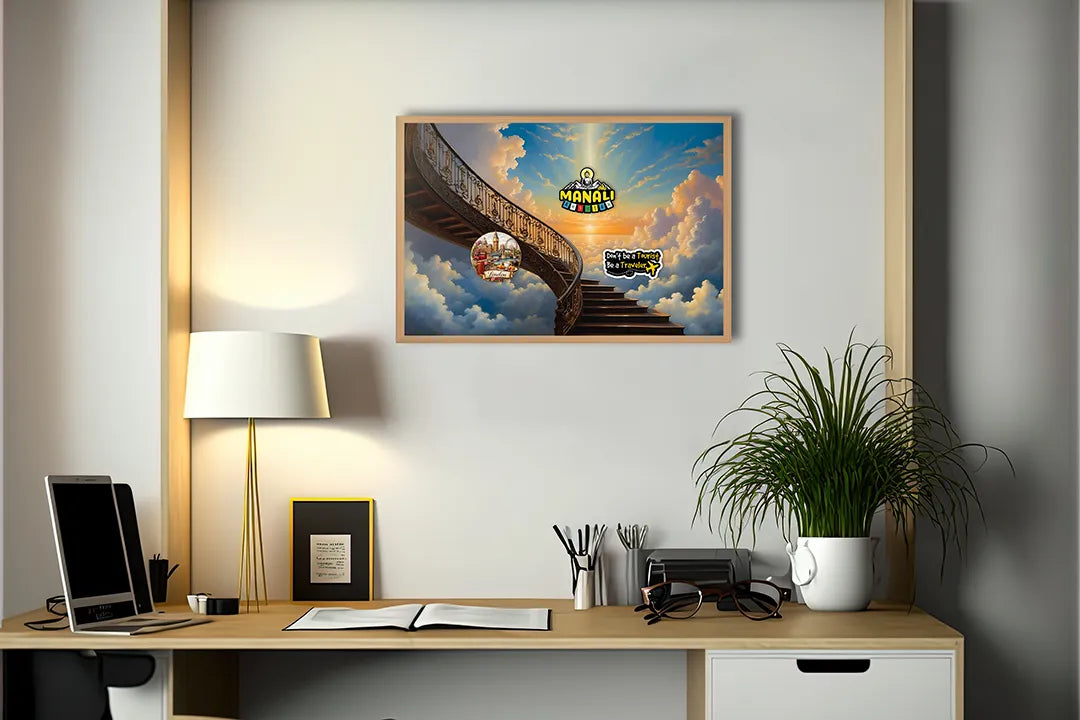 Metalen Magneetbord met print van Trap naar de wolken perfect als decoratie