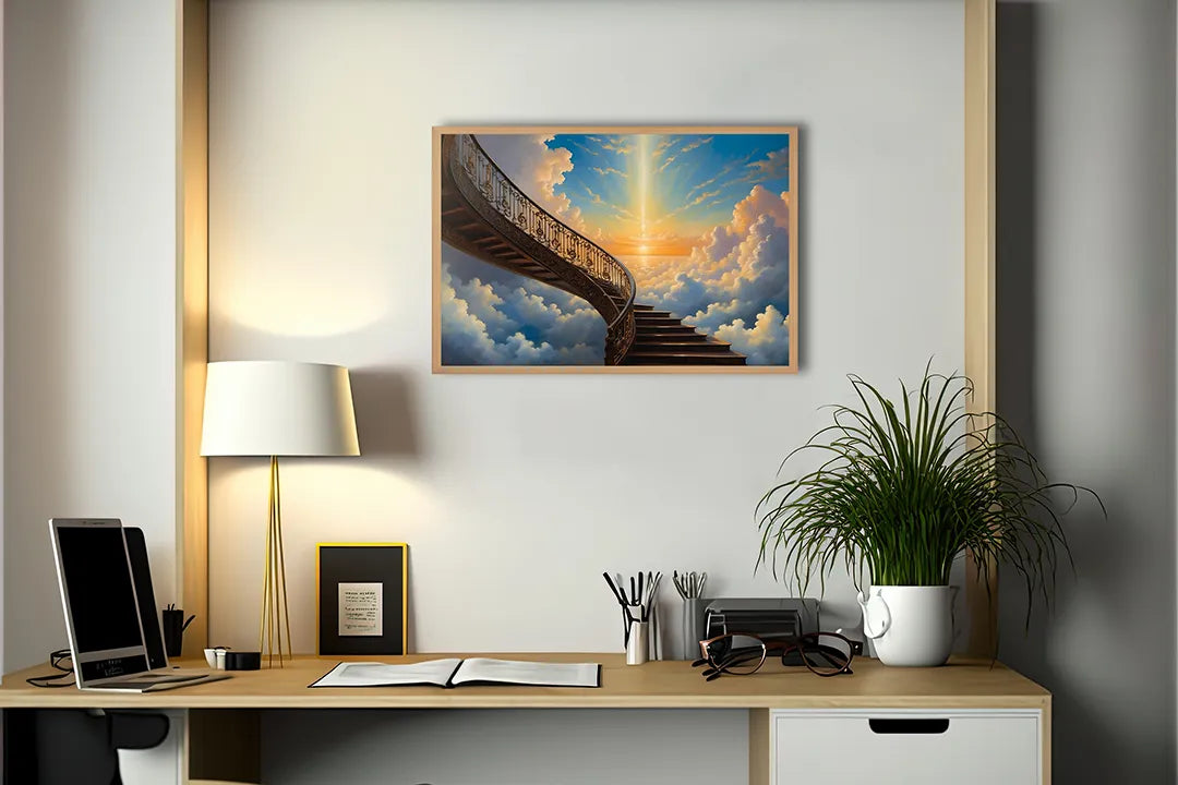 Metalen Magneetbord met print van Trap naar de wolken perfect als decoratie