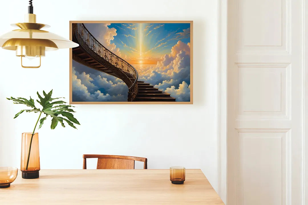 Metalen Magneetbord met print van Trap naar de wolken perfect als decoratie