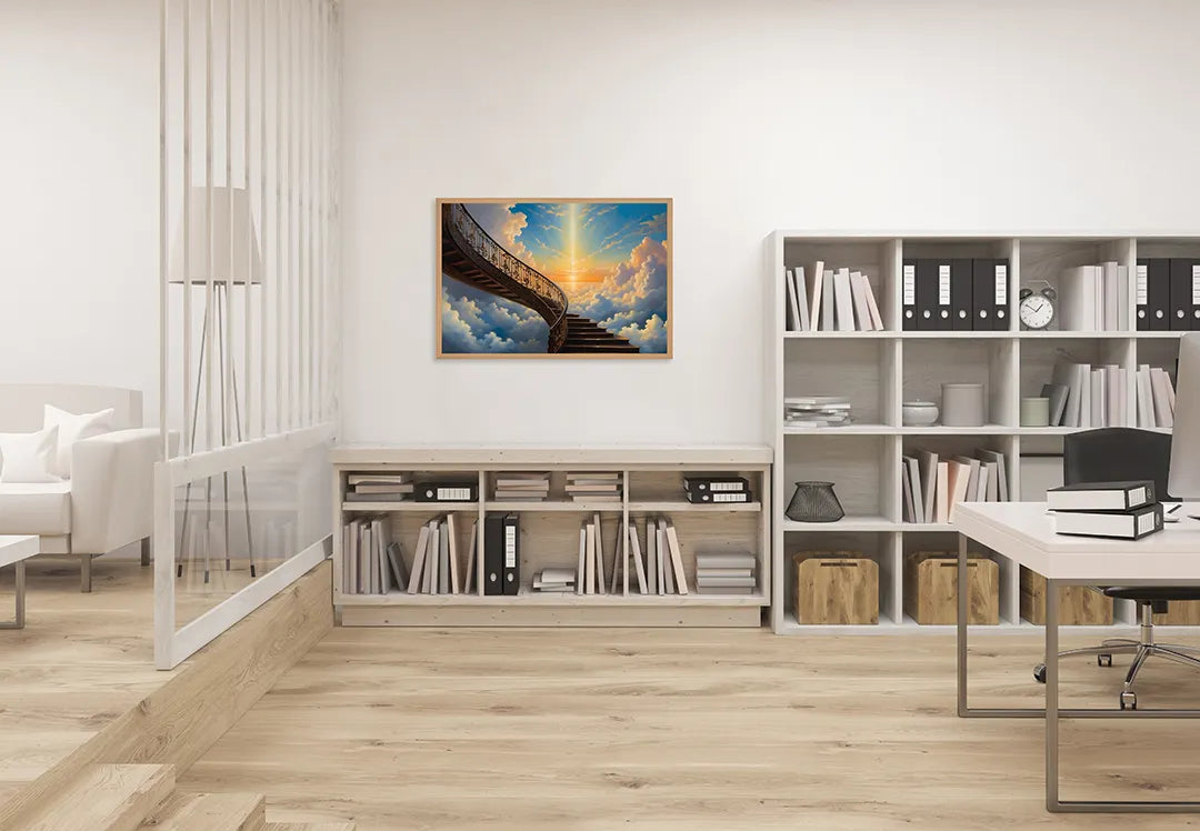 Metalen Magneetbord met print van Trap naar de wolken perfect als decoratie