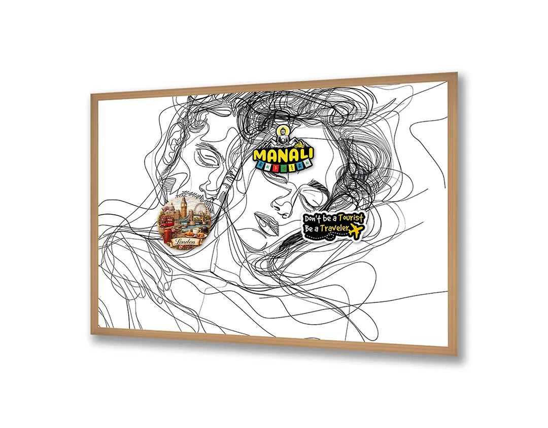 Metalen Magneetbord met print van Lijntekening koppel perfect als decoratie