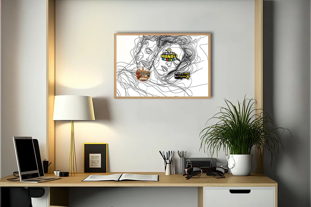 Metalen Magneetbord met print van Lijntekening koppel perfect als decoratie
